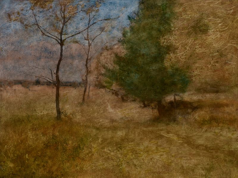 Caminho pela Floresta, óleo sobre tela de George Inness, apresentando um caminho florestal sinuoso.