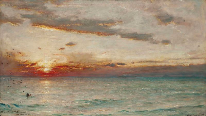 Sunset In The Mediterranean From An Orient Steamer de Albert Goodwin, impressionismo