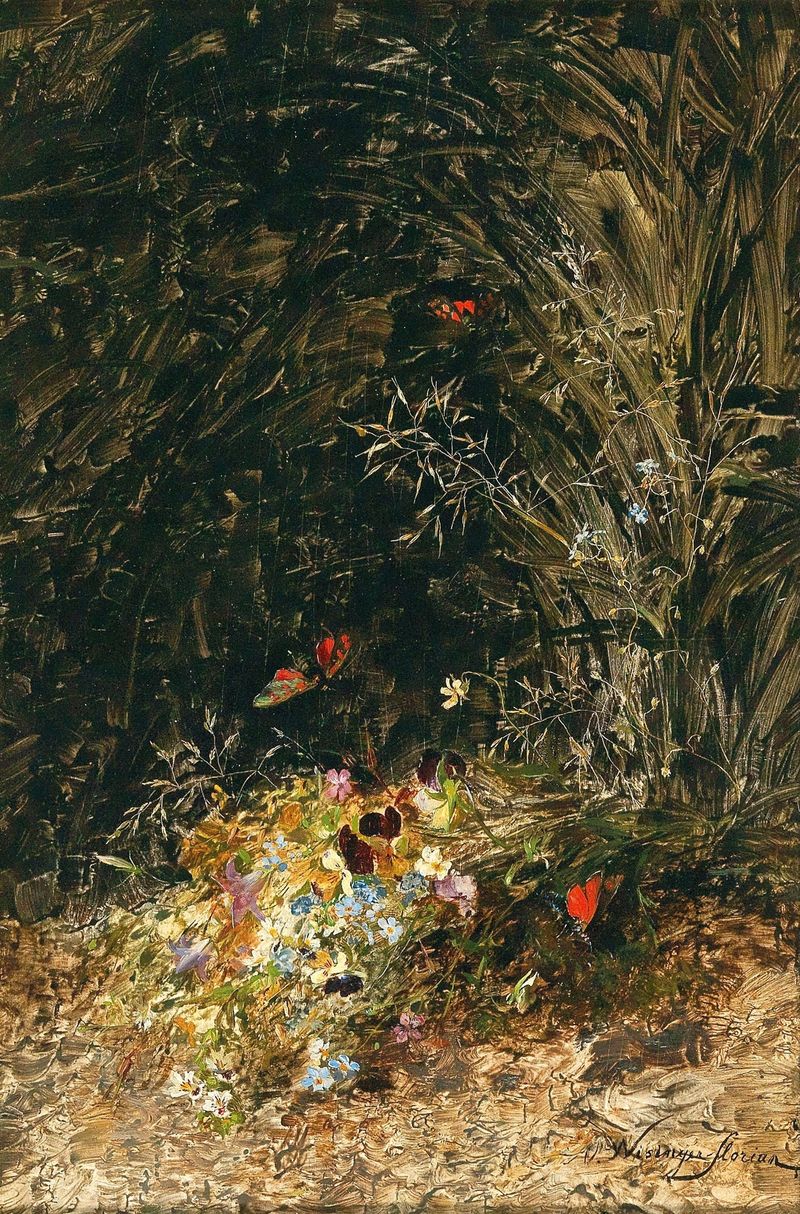 Bouquet of wildflowers in oil on canvas by Olga Wisinger-Florian