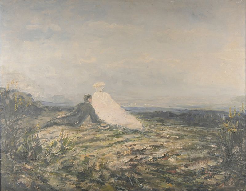 Landscape with rolling hills and golden light by Pierre Laprade, unknown medium