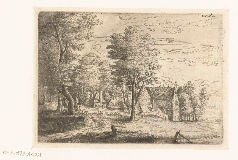 Etching by Philips Augustijn Immenraet depicting a shepherd with his flock in a landscape.