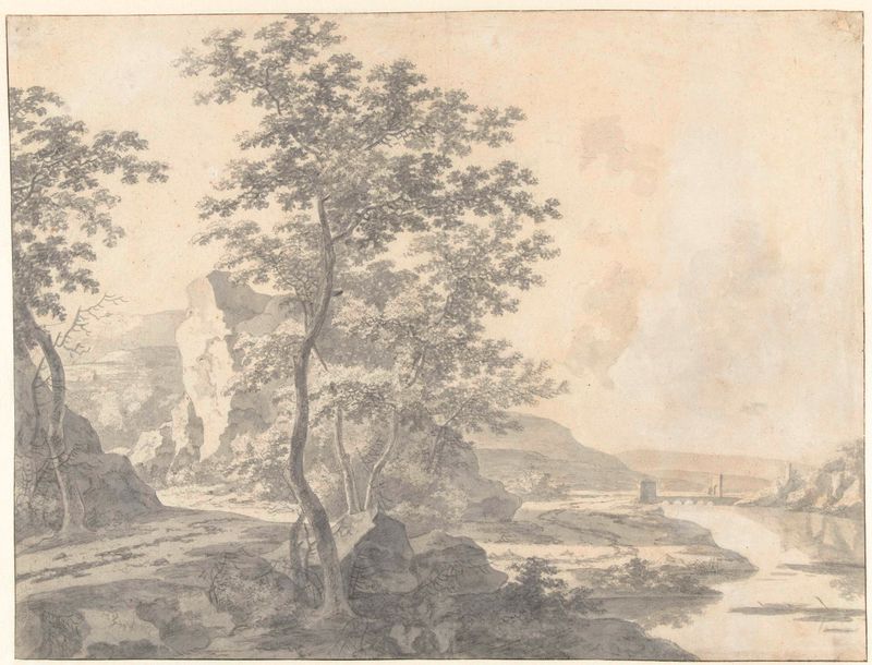 Landscape with hills and a river, oil on canvas by Jan Both