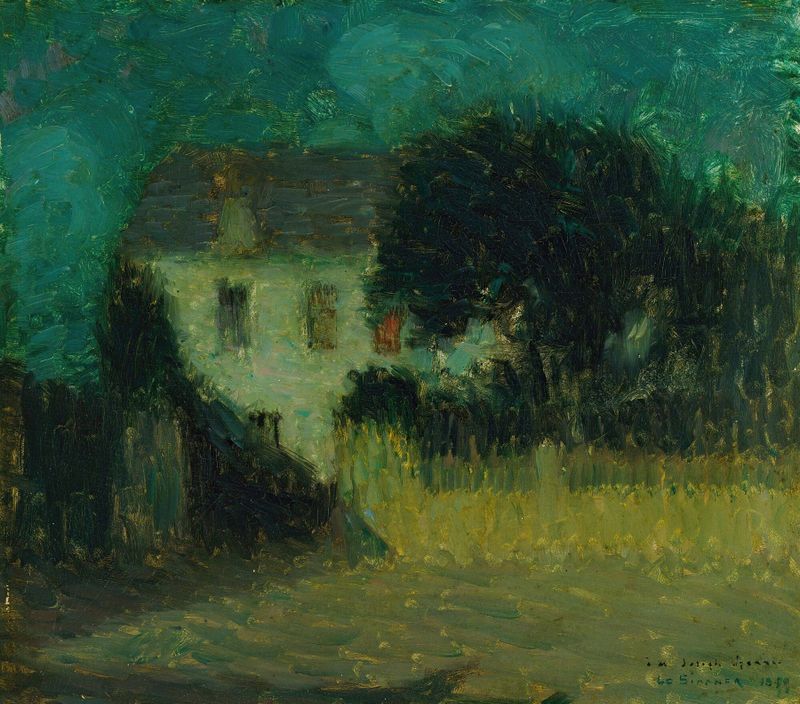 Oil on canvas by Henri Le Sidaner depicting moonlight reflecting on water