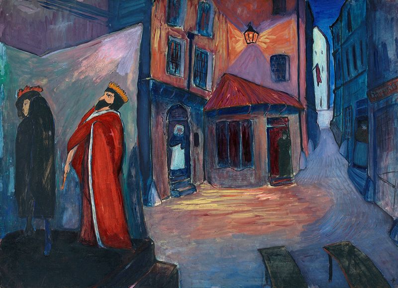 Abstract artwork with swirling dark colors by Marianne von Werefkin, oil painting