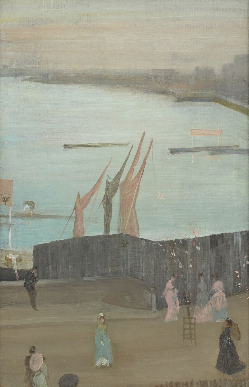 Variaciones en rosa y gris; Chelsea de James Abbott McNeill Whistler, pintura al óleo