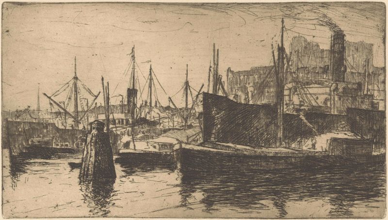 Paisaje urbano que representa Rotterdam de Willem Adrianus Grondhout, pintura al óleo