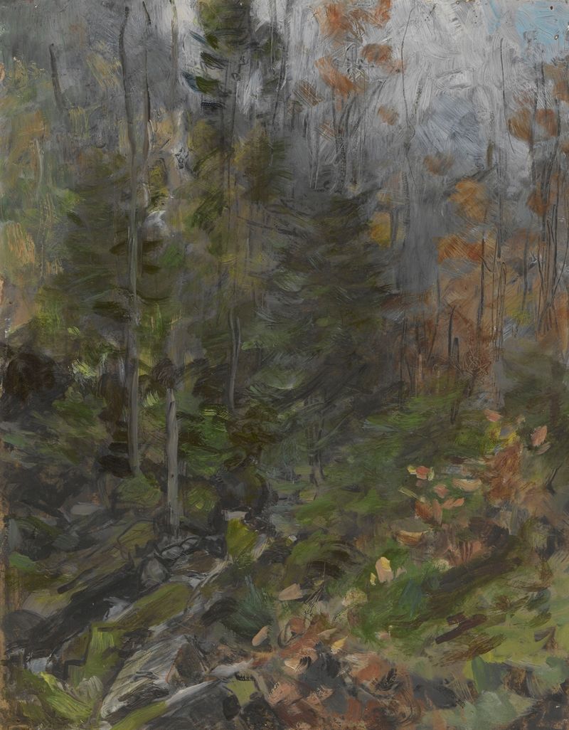 Autumn landscape with vibrant foliage by Johannes Graf, oil painting