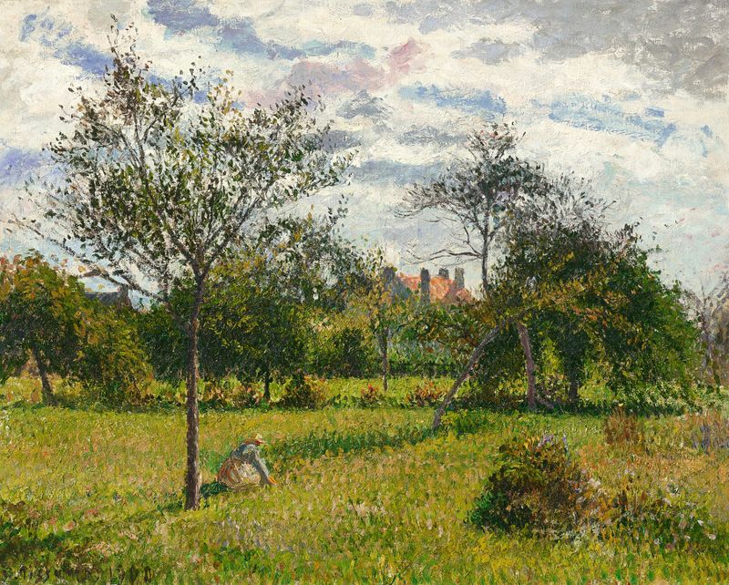Paisaje de otoño con luz suave de Camille Pissarro, pintura al óleo