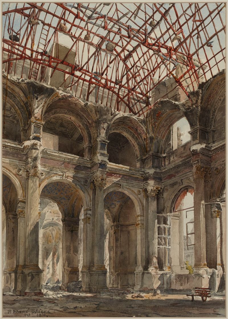 Watercolour by Richard Phené Spiers depicting ruins of a grand structure