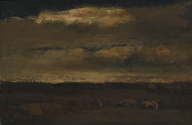 Evocative oil painting by Constant Permeke featuring dark forms and shadows.