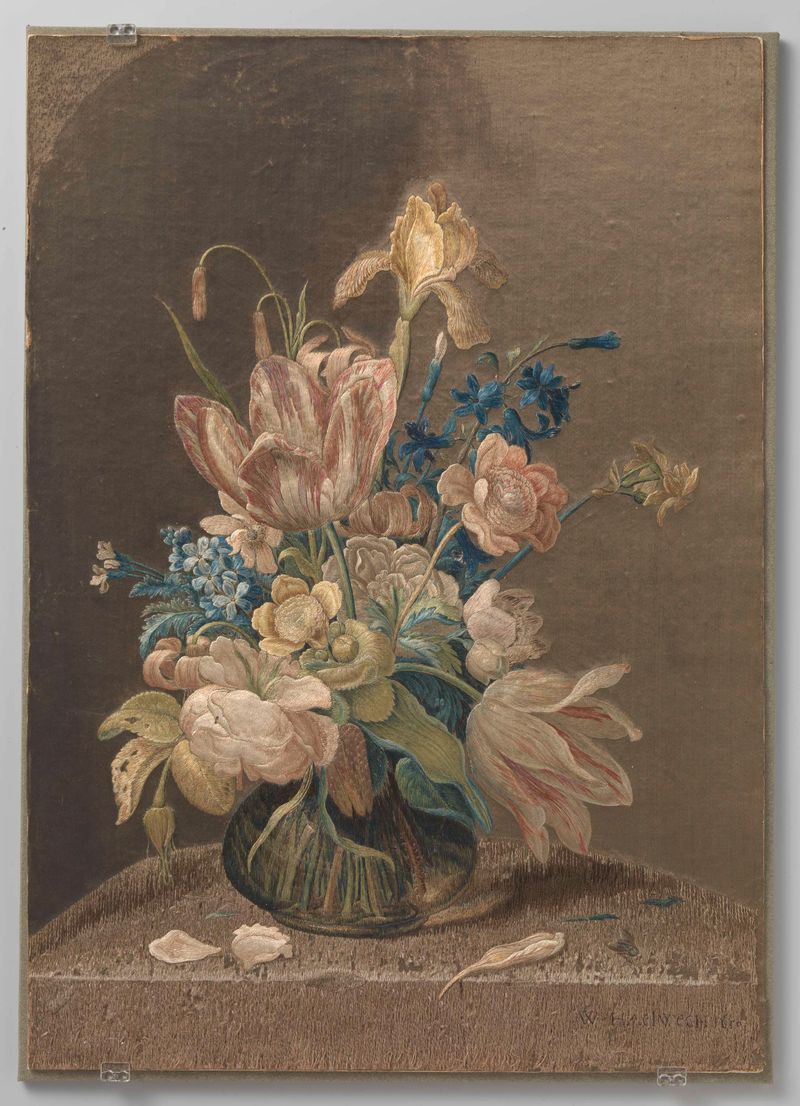 Tapeçaria de Wynant Haelwegh, 1650, com bordado colorido e padrões intrincados