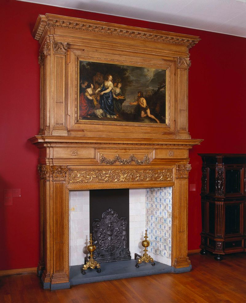 Chimney piece depicting Odysseus and Nausicaa, oil painting by Philips Vinckboons II