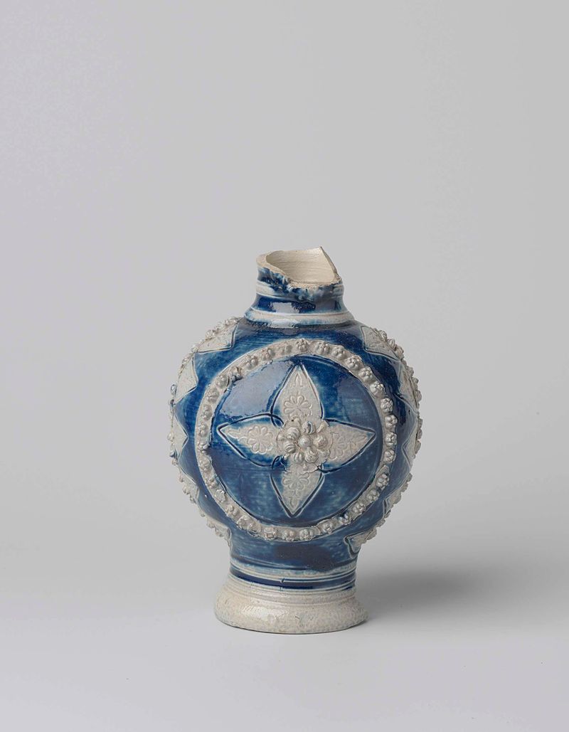Jarra con flores y hojas estilizadas, Edad de Oro Holandesa, Autor Desconocido