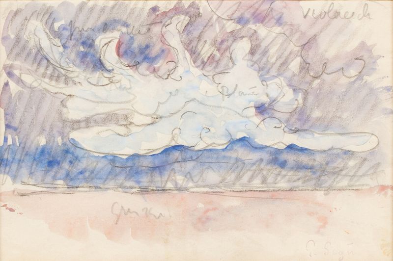 Paisagem com um céu vibrante em pintura a óleo de Paul Signac