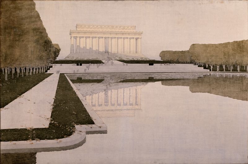 Lincoln Memorial sculpture in marble by Henry Bacon