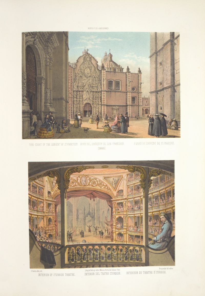 Interior of the Teatro Iturbide by C. Castro, oil painting