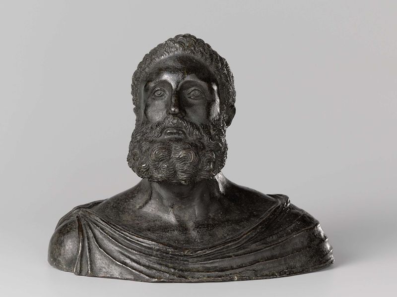 Busto de um filósofo clássico em bronze de Severo Calzetta da Ravenna