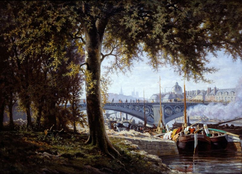 Le Pont des Saints-Pères by Alfred Alexandre Delauney, oil on canvas depicting a bridge over the Seine.