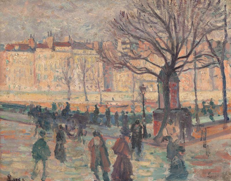 Paysage parisien. Bords de Seine de Maximilien Luce, óleo sobre lienzo que representa el río Sena.