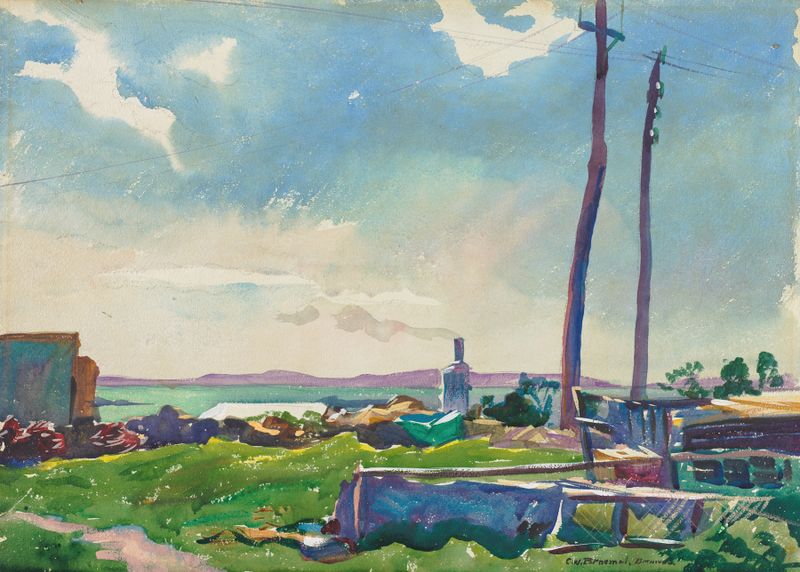 Air and Sunshine by Carl William Broemel, oil on canvas depicting a vibrant landscape with light and color.