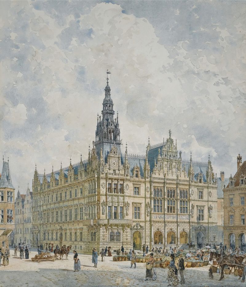 Rathausgebäude Im Renaissancestil de Rudolf von Alt, arquitectura de estilo renacentista