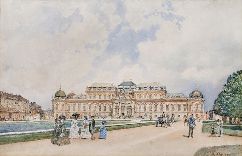 Uma Vista do Upper Belvedere, óleo sobre tela de Rudolf von Alt