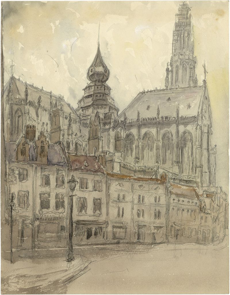 Architecture of Onze-Lieve-Vrouwe Kathedraal by Alfred Ost, 1925, realism