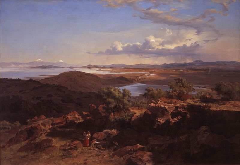 Landscape of The Valley of Mexico from the Santa Isabel Mountain Range by José María Velasco, oil painting.