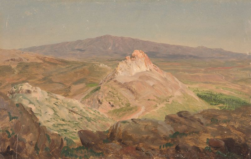 Mount Pentelicus de Frederic Edwin Church, óleo sobre tela representando uma paisagem de montanha
