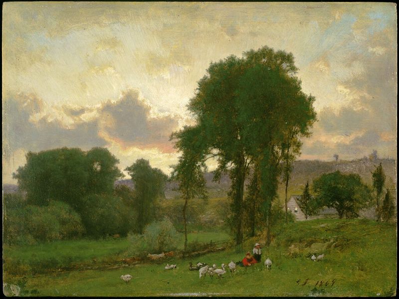 Paisaje de Durham, Connecticut, medio de madera por George Inness