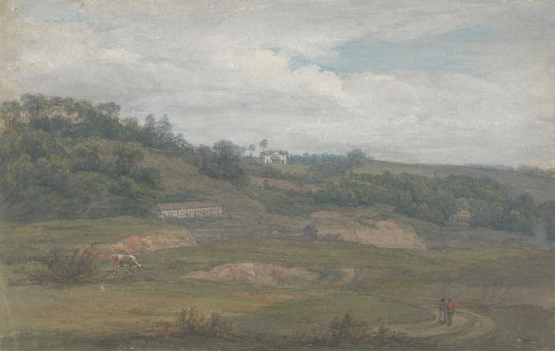 Distant View of Upnor Lodge by Mary Smirke, oil painting depicting a serene landscape.