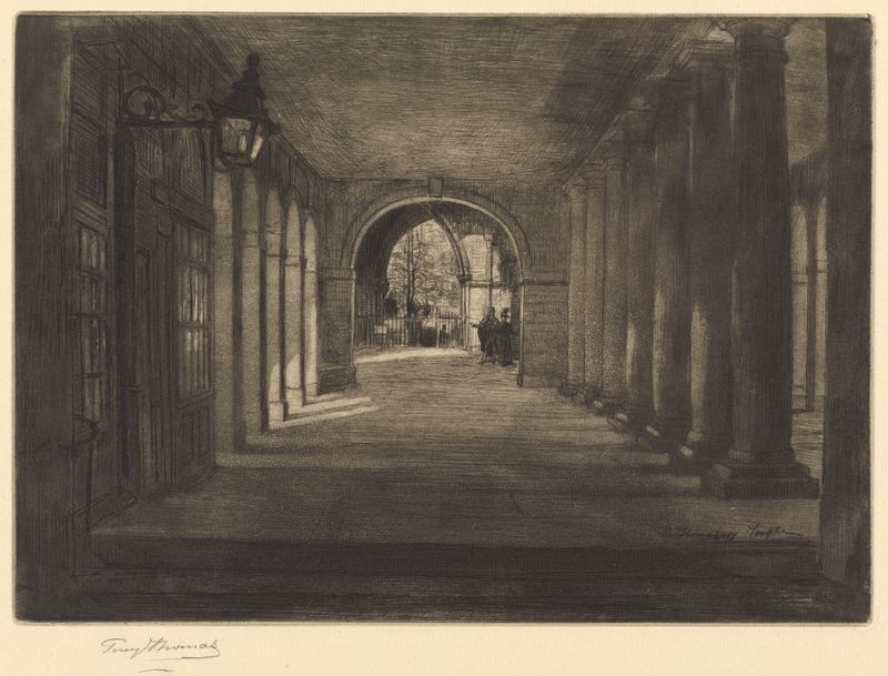 The Temple, London by Percy Thomas, Victorian style, depicting architecture with light and shadow.