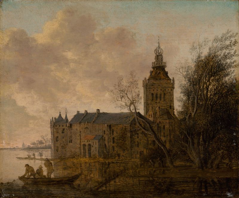 Landscape featuring Château Montfort, oil painting by Anthonie Jansz. van der Croos