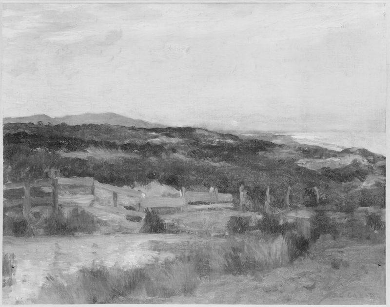 Pintura al óleo Paisaje de Jean-Charles Cazin que representa colinas y luz suave