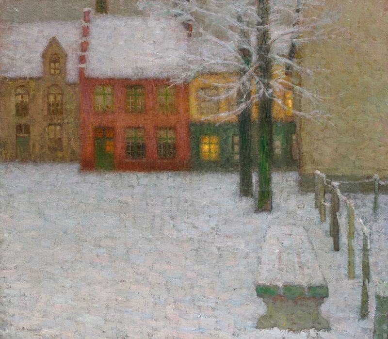 Winter landscape of snow by Henri Le Sidaner, oil on canvas