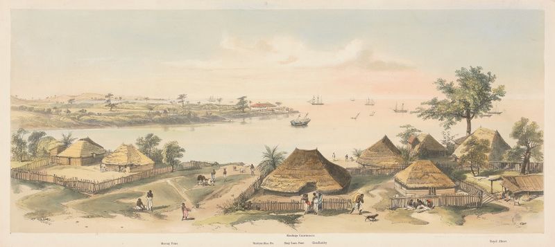 Landscape depicting Freetown, Sierra Leone by Auguste François Laby, oil painting