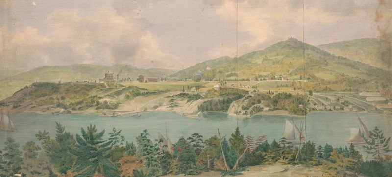 Landscape of West Point from Constitution Island by John Rubens Smith, oil painting