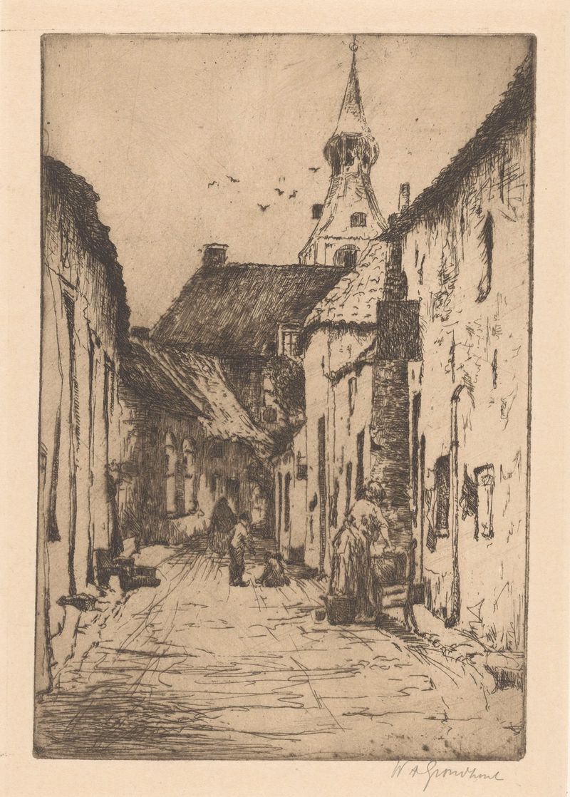 Paisaje que representa Hattem de Willem Adrianus Grondhout, Post-Impresionismo