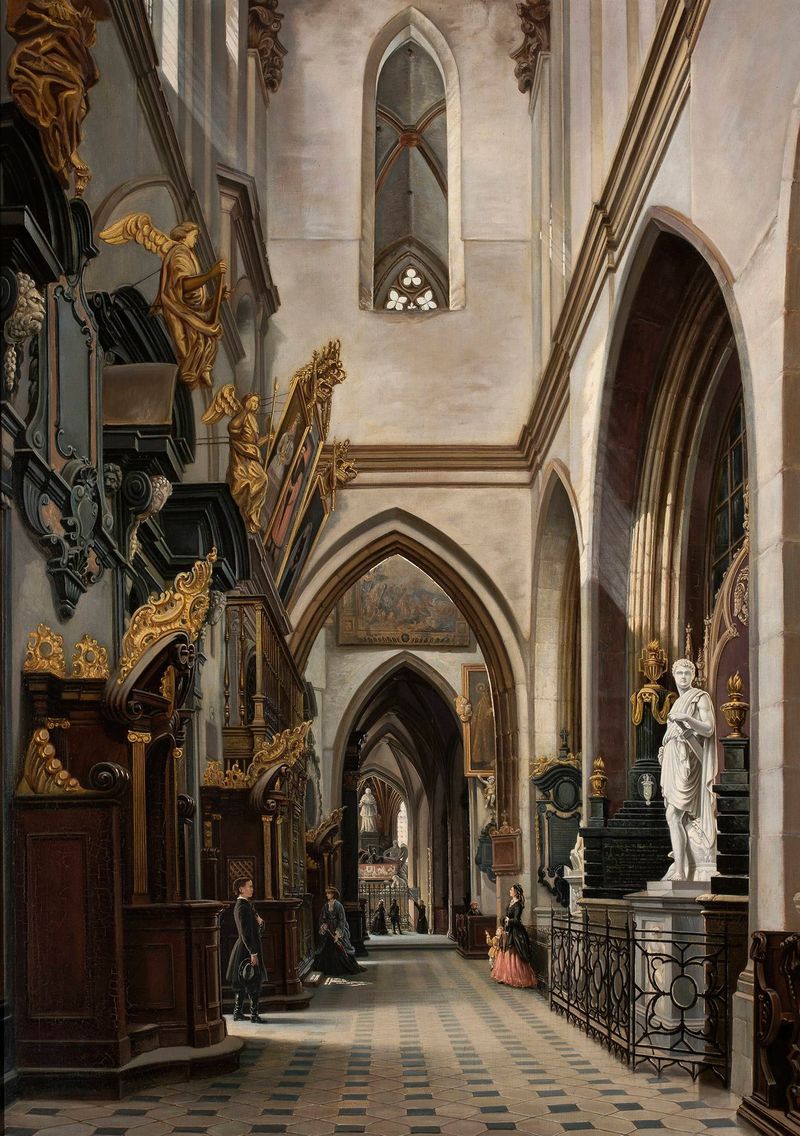 Interior view of Wawel Cathedral by Saturnin Świerzyński, Gothic architecture