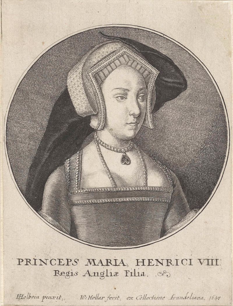 Gravura da Rainha Maria I da Inglaterra por Wenceslaus Hollar