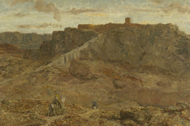 Mountainous landscape in Egypt by Marius Bauer, oil painting