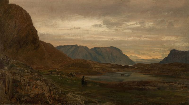 Paisagem de Stavenes, Søndfjord de Amaldus Nielsen, óleo sobre tela