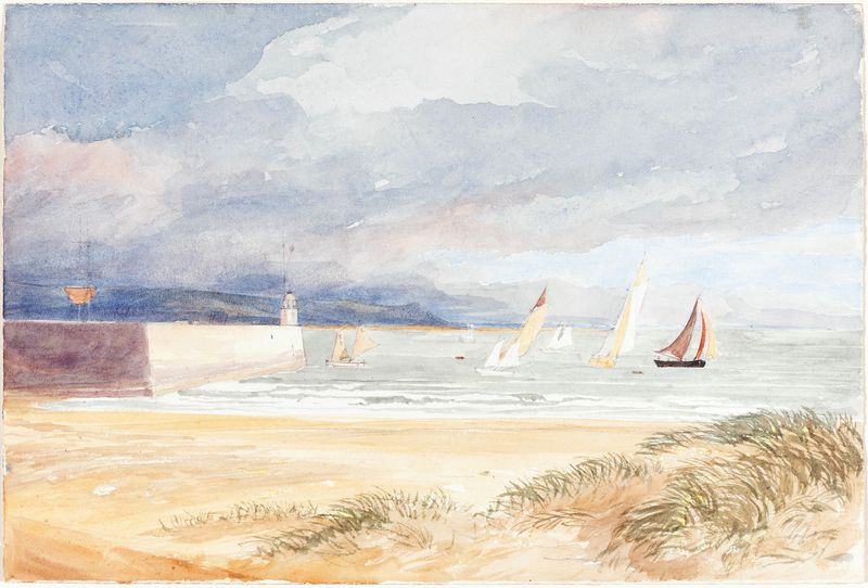 Shore Scene with Sailboats, oil on canvas by Rev. James Bulwer