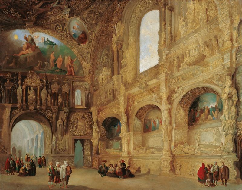 The Benavente Chapel at Medina de Rioseco, oil painting by Genaro Pérez Villaamil