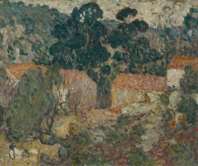 Paisaje con una encantadora casa en colores pastel de Louis Valtat, pintura al óleo