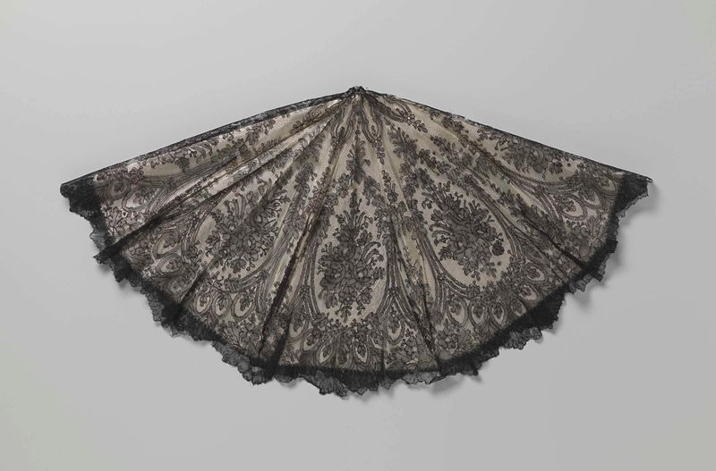Paraguas de encaje intrincado de artista desconocido, creado entre 1850 y 1870.