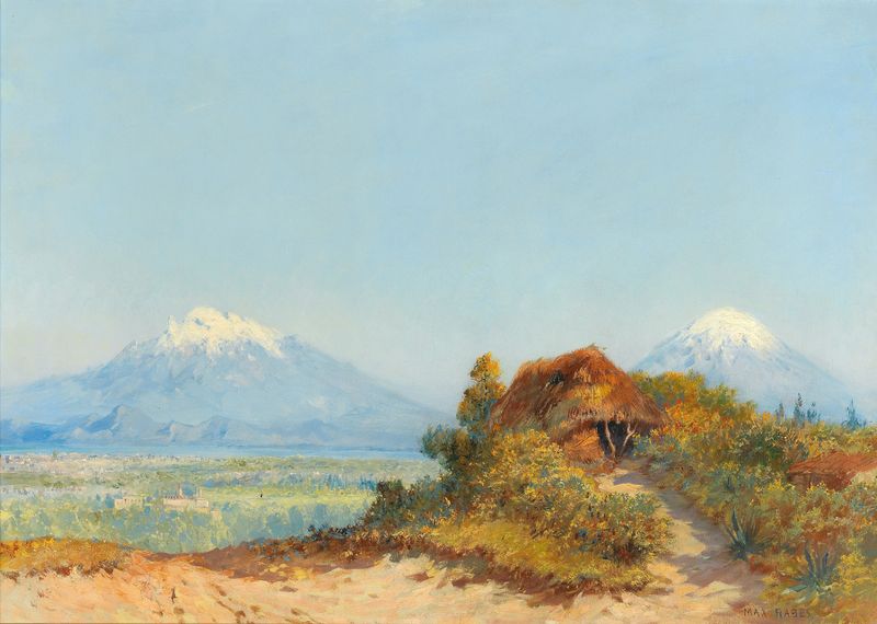 Sicilian landscape with Mount Etna in the background, oil on canvas by Max Friedrich Rabes