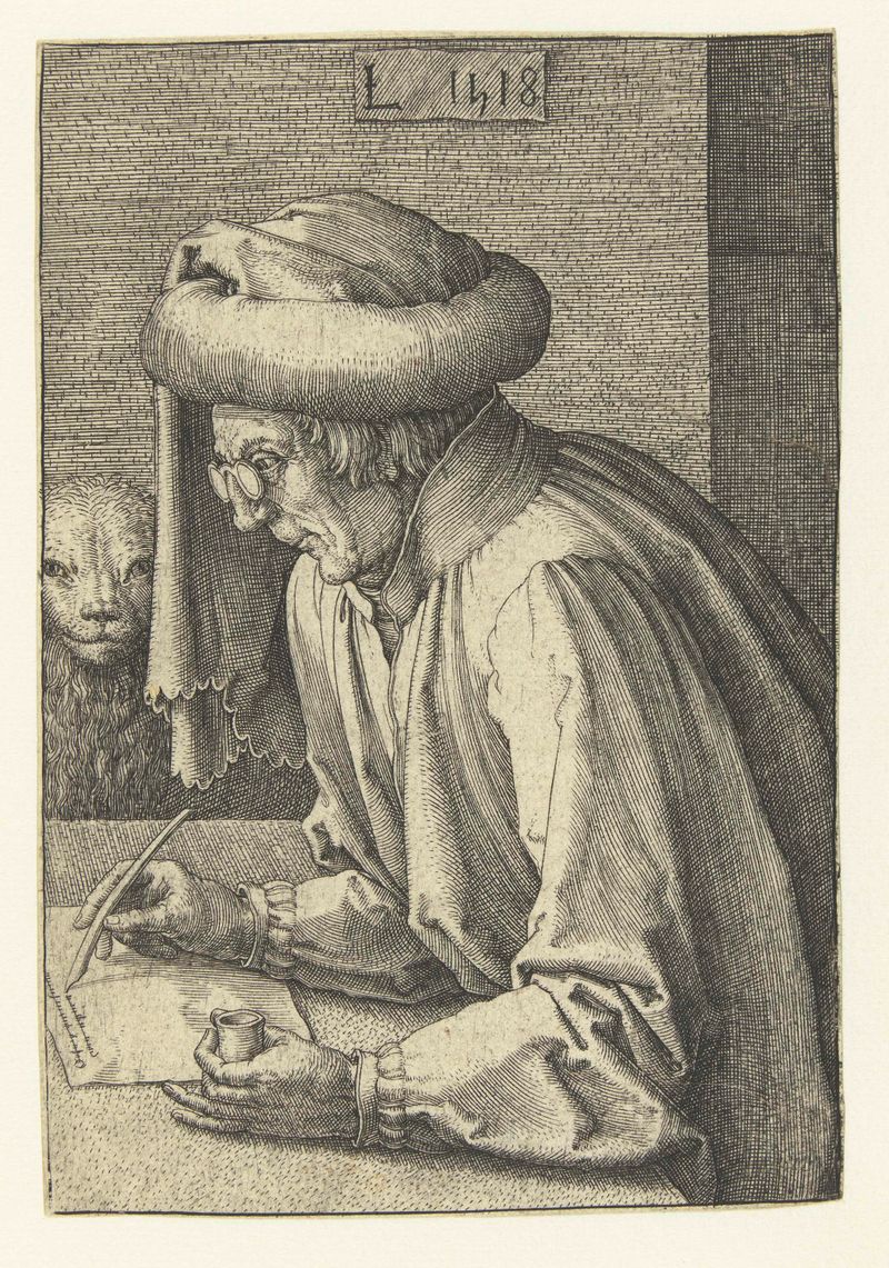 Grabado de Lucas van Leyden mostrando a Marcos en una escena caótica, 1518