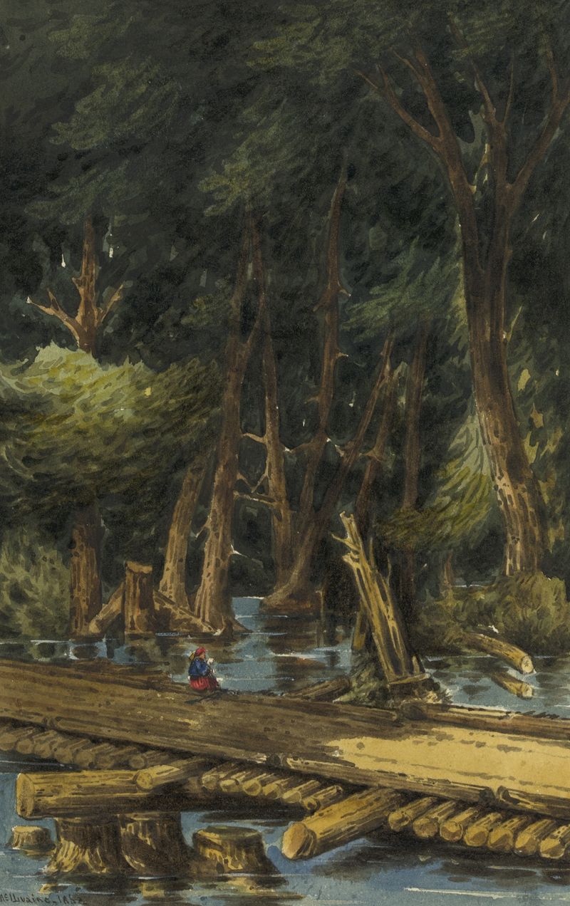 Landscape depicting the Chickahominy River at dawn by William McIlvaine, oil painting