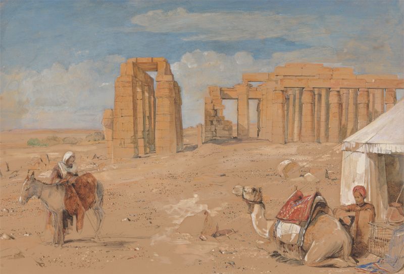 The Ramesseum at Thebes by John Frederick Lewis, oil painting depicting ancient columns and ruins.